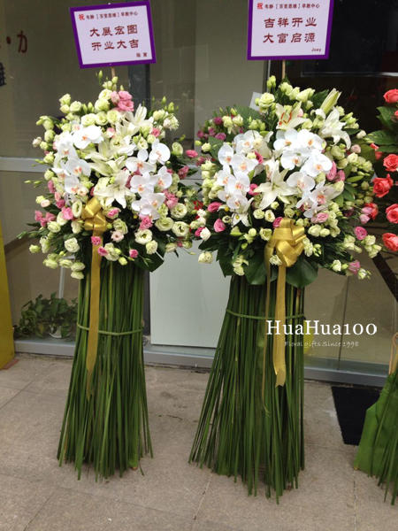 开业花篮丨蝴蝶兰洋桔梗水竹叶（单个）093 商品图1