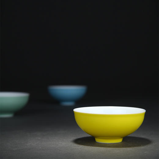 【宝瓷林】天青 豆青 明黄颜色釉石榴单杯 商品图2