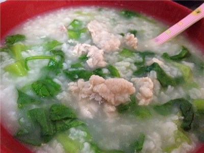 青菜瘦肉粥