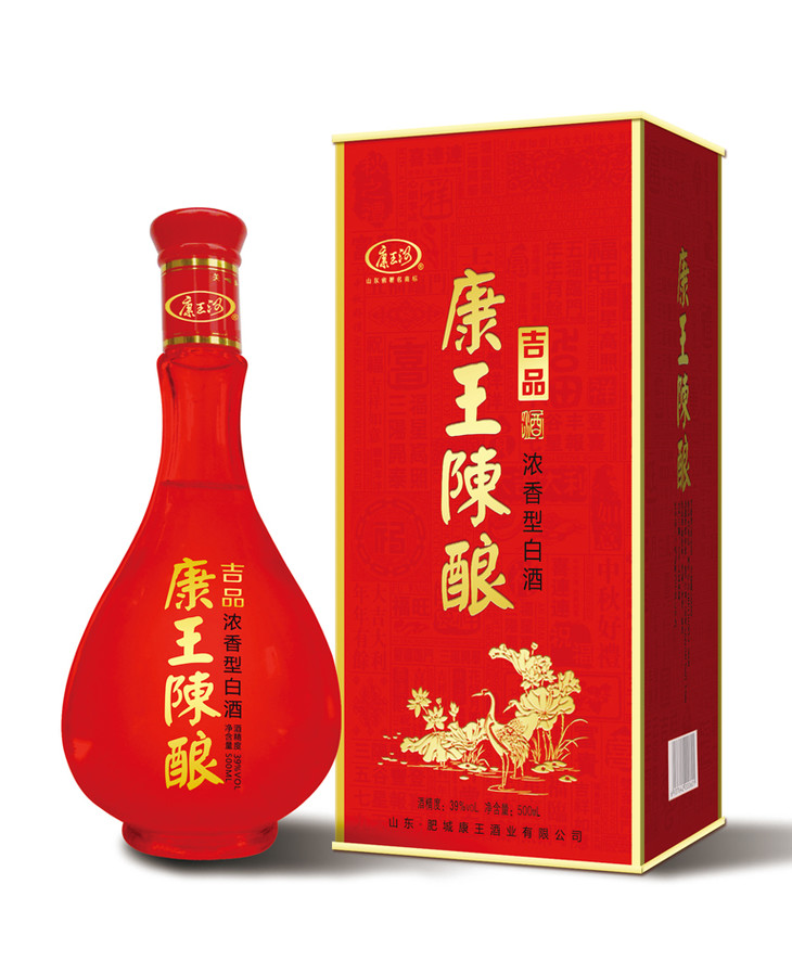 39°吉品康王陈酿由肥城康王酒业有限公司运营,属白酒类系列产品,其