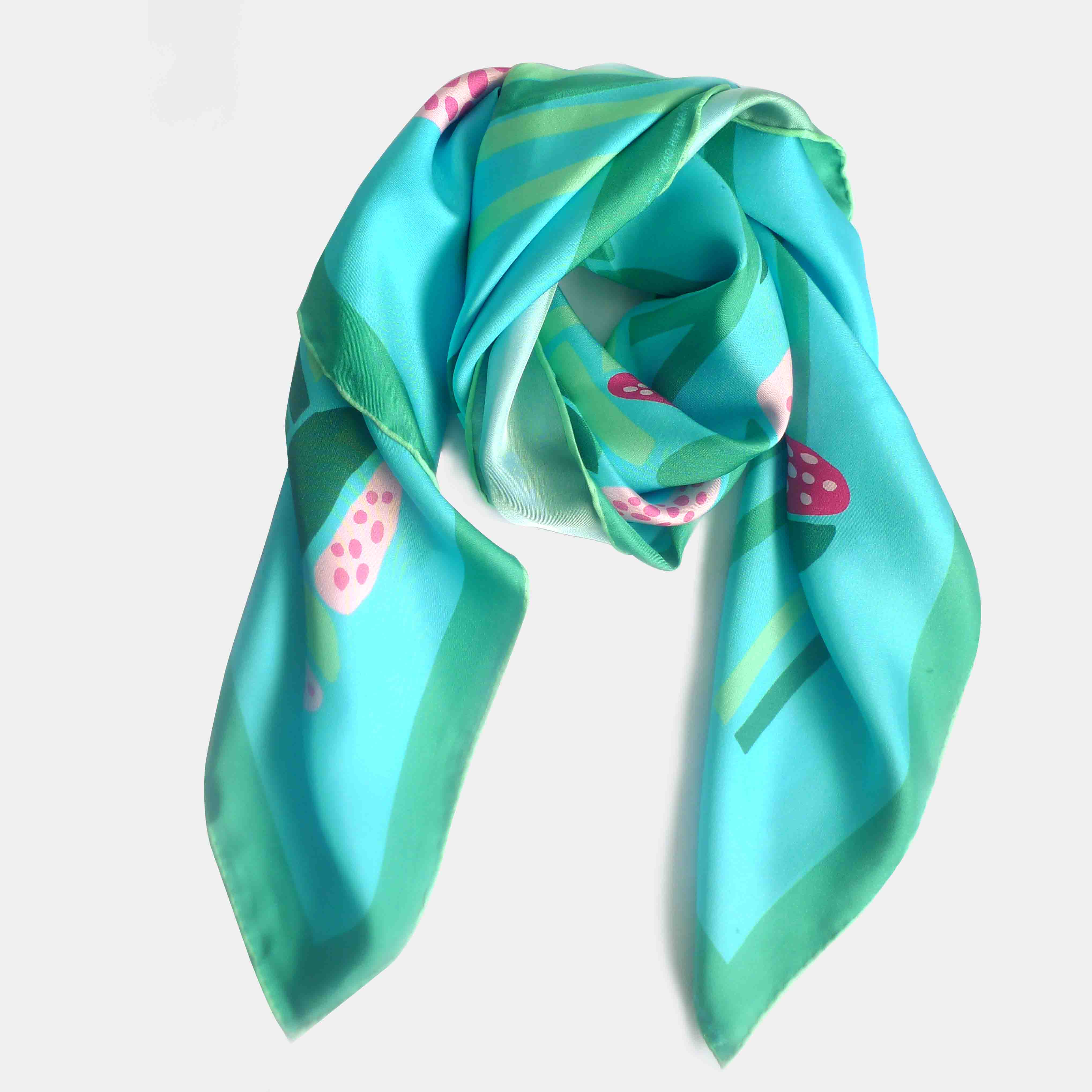 莲花印象04海蓝 桑蚕丝斜纹绸丝巾