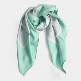 莲花印象07绿灰 桑蚕丝斜纹绸丝巾