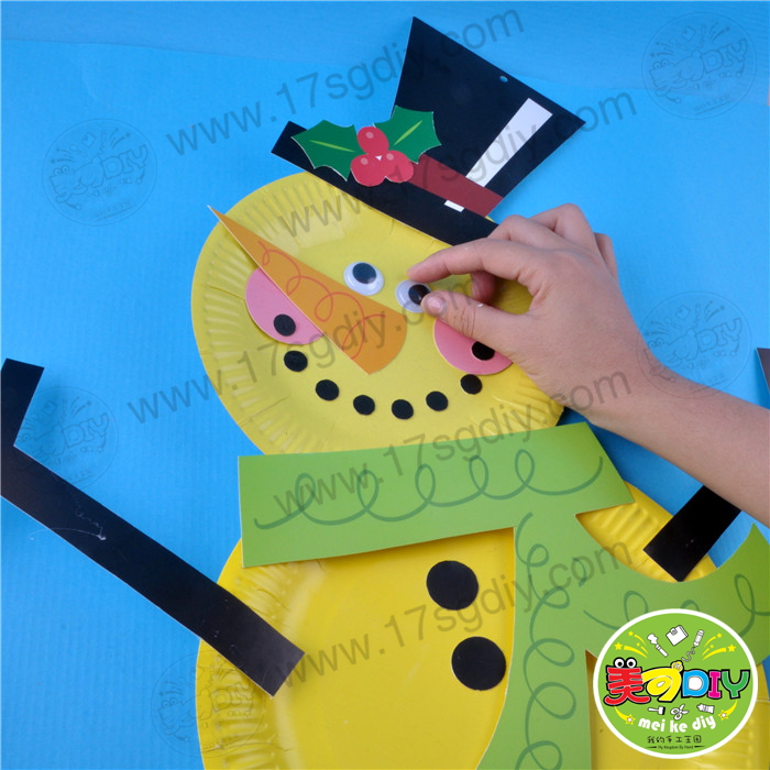 雪人纸盘 节日手工diy材料幼儿园手工材料批发