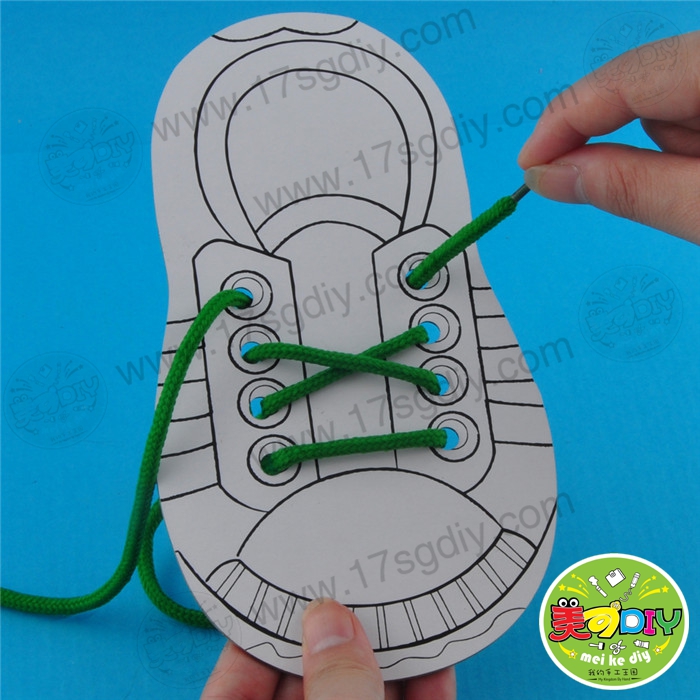 穿鞋带 穿鞋板(单个装)手工益智玩教具 幼儿园