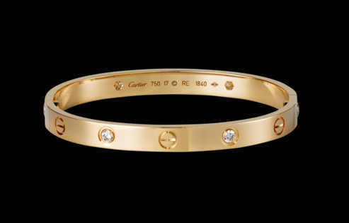 cartier(卡地亚) love系列18k玫瑰金四钻手镯