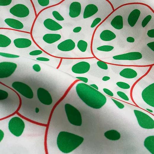 莲花印象10绿白 桑蚕丝斜纹绸丝巾 商品图2