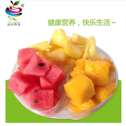 现切鲜果切(西瓜+芒果+菠萝)3合1水果拼盘