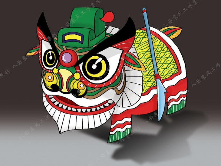【点头醒狮系例】刘关张全套精装成品醒狮(含亚克力透明展箱加 硬币