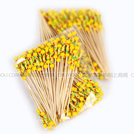 艺术竹签 正黄旗 艺术竹签 黄色竹签 分餐竹签 创意凉菜竹签 正黄旗每包100只 商品图3