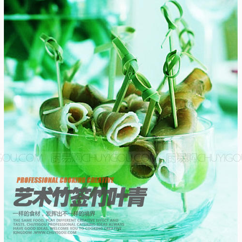 艺术竹签 艺术牙签·竹叶青【2号】每包100只 冷菜热菜造型工具 商品图7