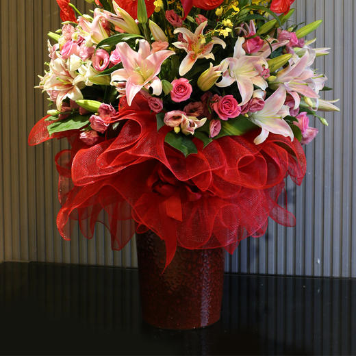 （花瓶随机）红掌百合跳舞兰瓶花（生日拜年乔迁开业搬家祝寿升职升迁等） 商品图1