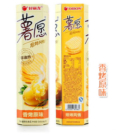 好丽友 膨化 非油炸薯片薯愿 香烤原味104g/筒