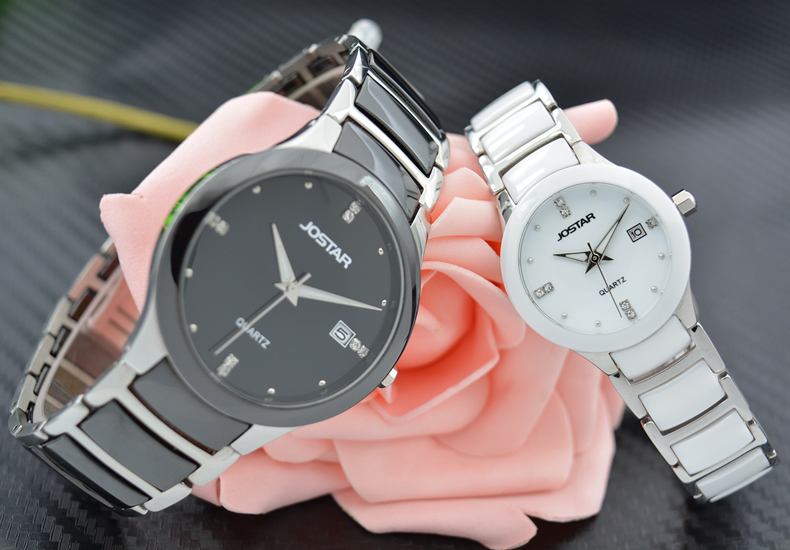 香港正品杰西嘉白色陶瓷女表防水情侣手表夜光