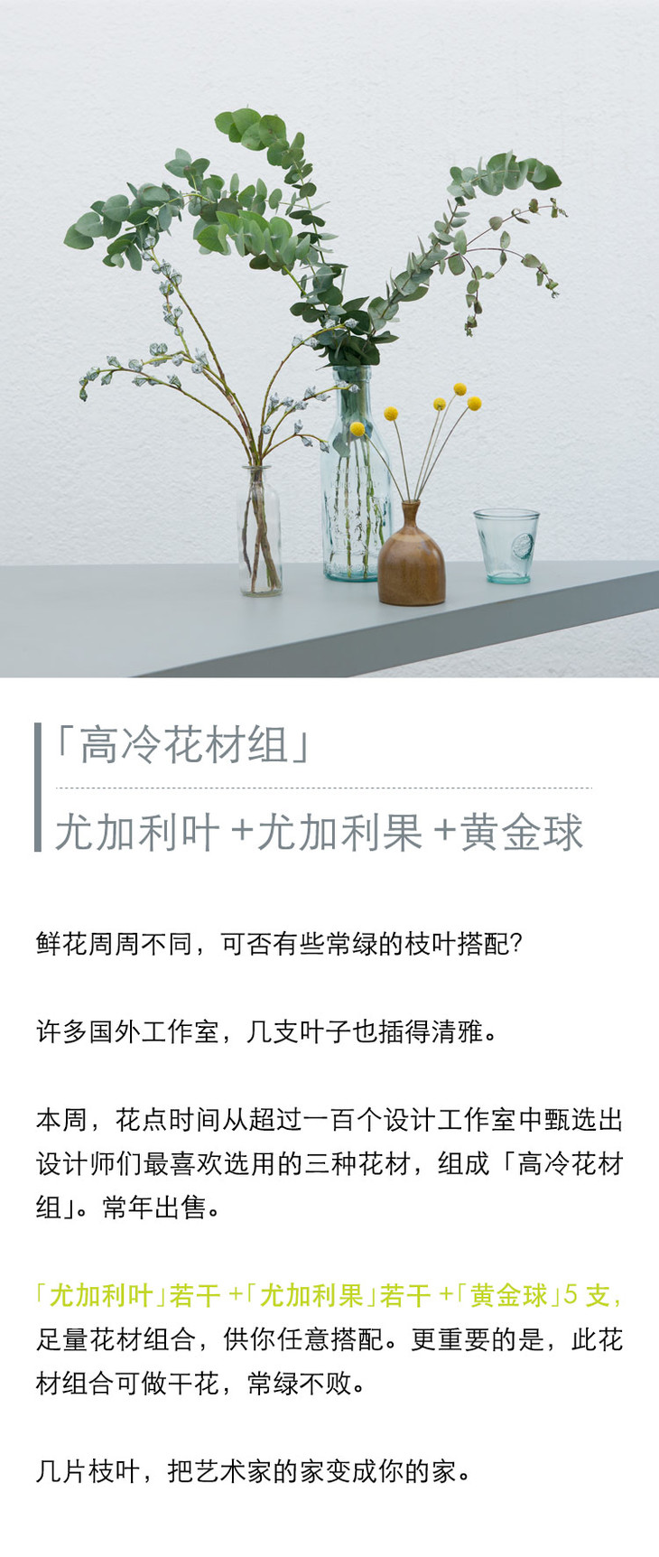 极致逼格「高冷花材组」,尤加利叶若干 尤加利果若干图片