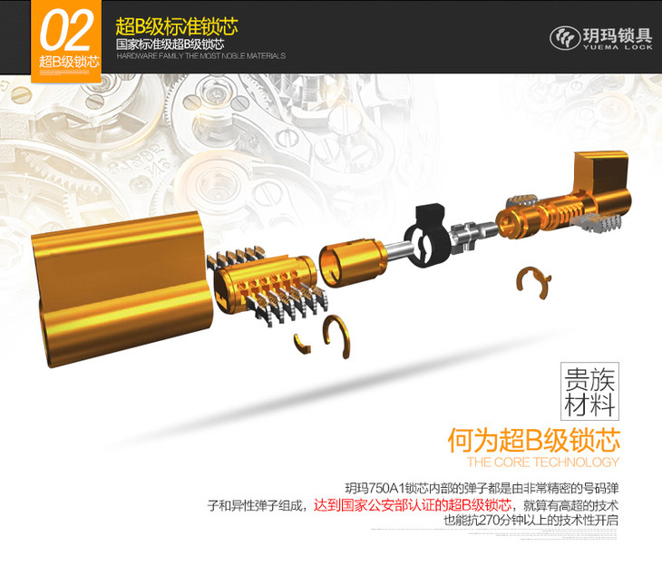 玥玛超b级锁芯c级叶片锁芯