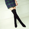 欧洲站秋冬尖头系带粗跟过膝长靴真皮高跟交叉绑带骑士靴女高筒靴 商品缩略图3