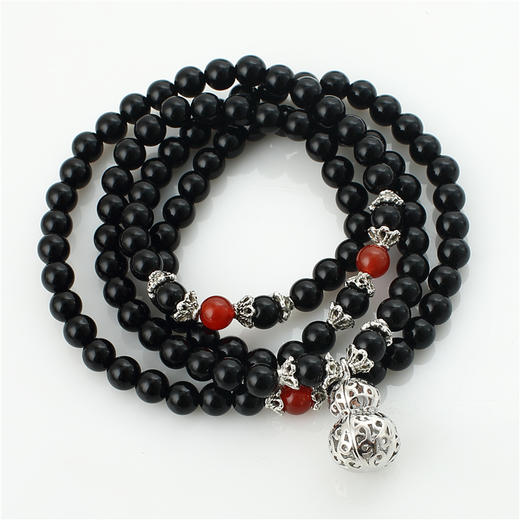 福禄手链 红黑玛瑙隔珠 藏银葫芦小挂件 中国吉祥网出品 商品图3