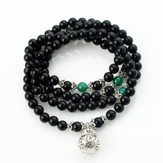 福禄手链 红黑玛瑙隔珠 藏银葫芦小挂件 中国吉祥网出品 商品图0