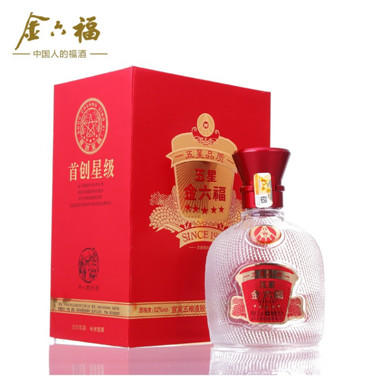 【金六福】五粮液出品 12年老酒 红五星 白酒 52度/ 450ml /瓶 商品图0
