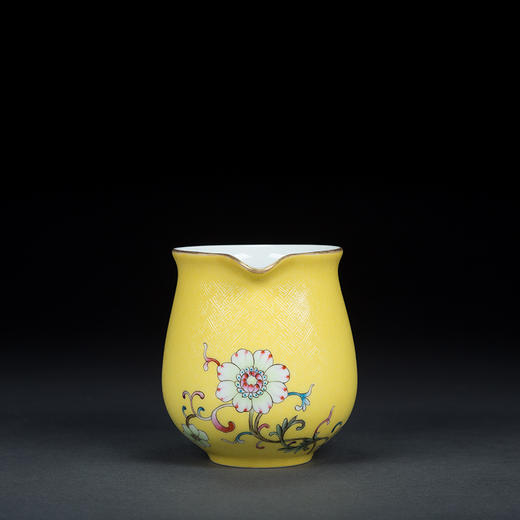 宝瓷林 黄地扒花花卉蹲式杯6头茶具景德镇高档手工茶具茶杯礼盒装 商品图2