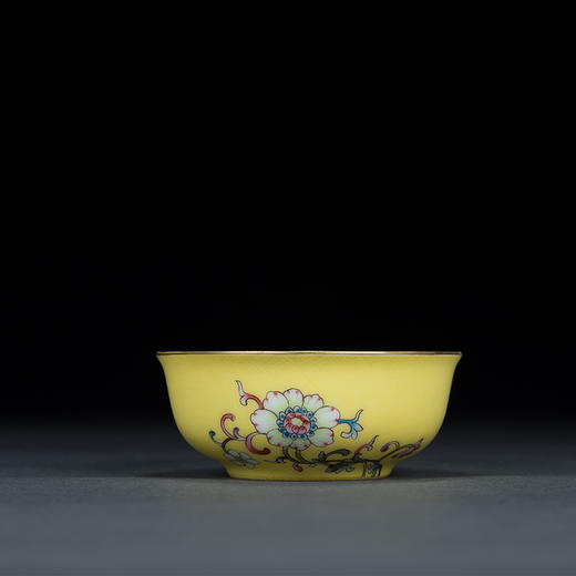 宝瓷林 黄地扒花花卉蹲式杯6头茶具景德镇高档手工茶具茶杯礼盒装 商品图3